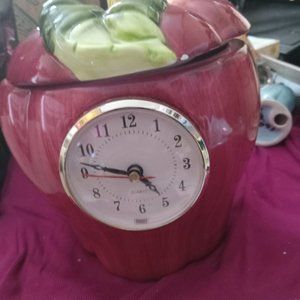 Vintage Apple Cookie Clock Combo Jar